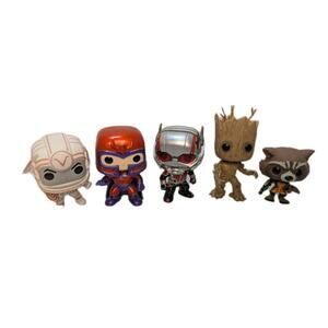 Lot Of 5 Funko Pops, Rocket, Groot, Antman, Magneto, Tron‎